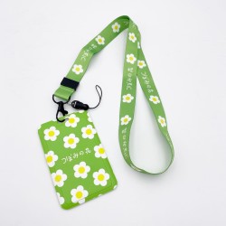 CARD HOLDER & LANYARD SET FLOWER GREEN