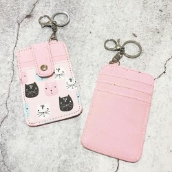 Printed Card Holder Vertical - Light Pink Cat