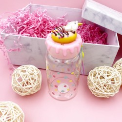 DONUT UNICORN GLASS BOTTLE PINK