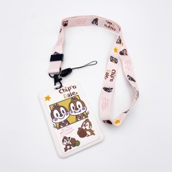 CARD HOLDER & LANYARD SET CHIP'N DALE PEACH