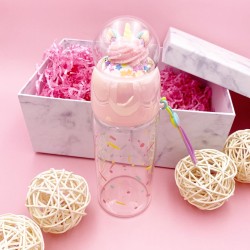 UNICORN GLASS BOTTLE PINK