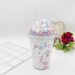 BUBBLE BOTTLE WITH STRAW - UNICORN STAR