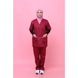 SCRUB SUIT TOP ( BAJU SAHAJA) - MAROON