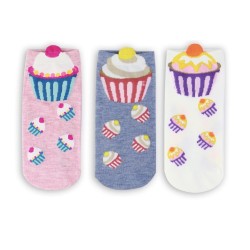 COTTON COMFORT CARTOON ANKLE SOCKS - CUPCAKE