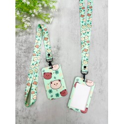 CARD HOLDER & LANYARD SET GREEN BEAR