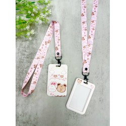 CARD HOLDER & LANYARD SET PINK RAINBOW