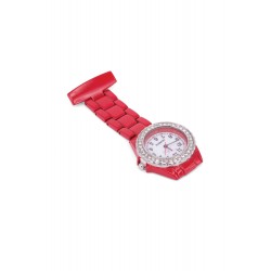 Pin Watch Metal with Diamond - Red