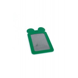 Single Pocket Ear ID Card Holder PU Leather-DARK GREEN