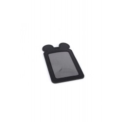 Single Pocket Ear ID Card Holder PU Leather-BLACK
