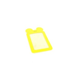 Single Pocket Ear ID Card Holder PU Leather-YELLOW