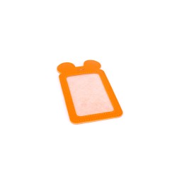 Single Pocket Ear ID Card Holder PU Leather-ORANGE