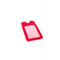 Single Pocket Ear ID Card Holder PU Leather-RED