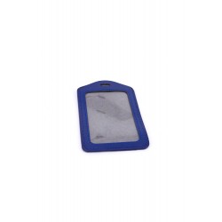 Single Pocket Vertical ID Card Holder PU Leather-DARK BLUE