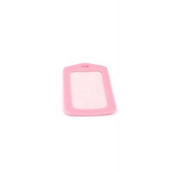 Single Pocket Vertical ID Card Holder PU Leather- LIGHT PINK