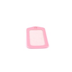 Single Pocket Vertical ID Card Holder PU Leather- LIGHT PINK