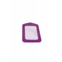 Single Pocket Vertical ID Card Holder PU Leather-PURPLE