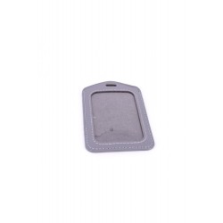 Single Pocket Vertical ID Card Holder PU Leather-GREY