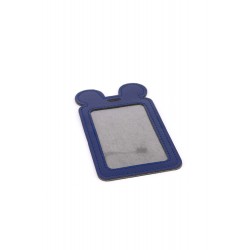 Single Pocket Ear ID Card Holder PU Leather-Dark BLUE