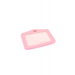 Single Pocket Horizontal ID Card Holder PU Leather- LIGHT PINK