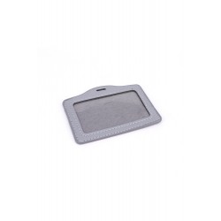 Single Pocket Horizontal ID Card Holder PU Leather-SILVER