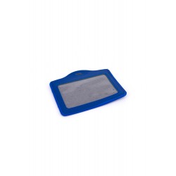Single Pocket Horizontal ID Card Holder PU Leather-DARK BLUE