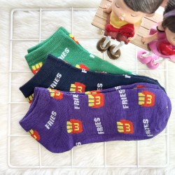 COTTON COMFORT SOCK - FRIES (PURPLE,BLUE,GREEN)