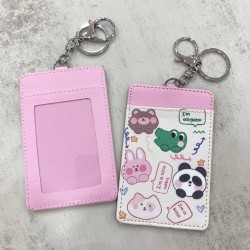 Card Holder White Pink - Animals