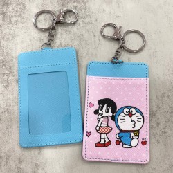 Card Holder Pink Blue - Doraemon and Shizuka