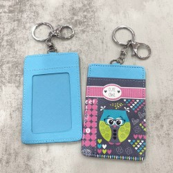 Card Holder Light Blue - Cute Owl