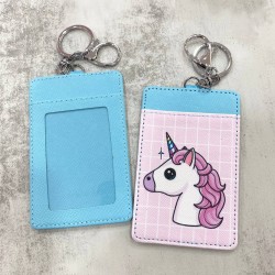 Card Holder Pink Blue - Cute Unicorn