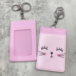 Card Holder Light Pink - Cute Cat