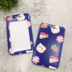 Card Holder Dark Blue - Strawberry Cake