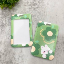Card Holder Green - Flower with Rabbit