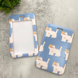 Card Holder Light Blue - Cute Cat